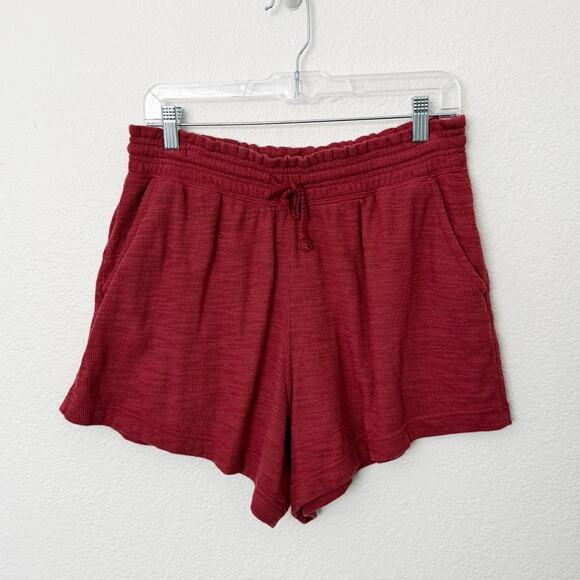 [Aerie] Red Endless Summer Shorts Summer Burgundy Lounge Sweatshorts Sz Medium M - Picture 2 of 12